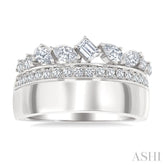 3/4 Ctw Mixed Diamond Cut Fashion Ring in 14K White Gold